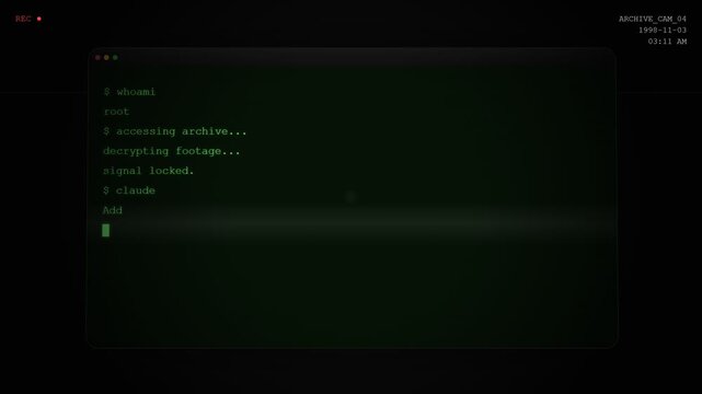Computer Screen Displaying Command Line Interface Accessing Archive and Decrypting Footage