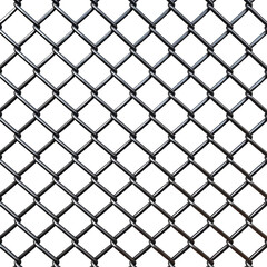 Fototapeta premium Woven Metal Mesh PNG: A close-up view of a metal chain link fence, forming a strong, protective barrier, with a pattern of interconnected diamond shapes. 