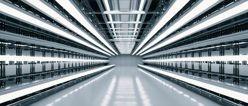 Intricate golden hardware of a quantum computer in a clean room
