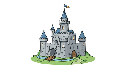 A large grey castle with towers. © zulvida