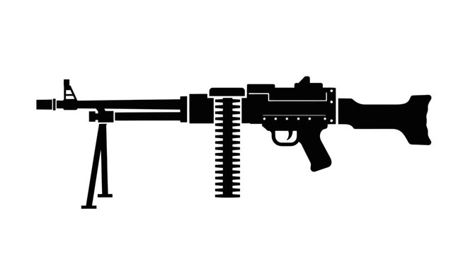 Black silhouette of a machine gun.