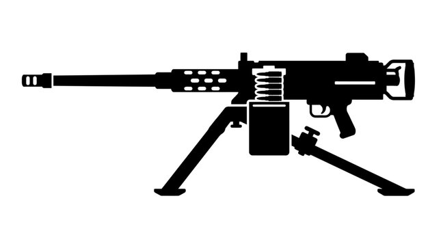 Machine gun on a tripod stand.