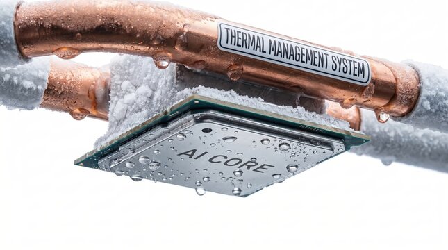 AI Core Processor Integrated with Thermal Management System Copper Pipes and Frost Cooling