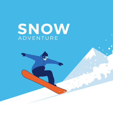 Snowboarder in action on mountain slope.