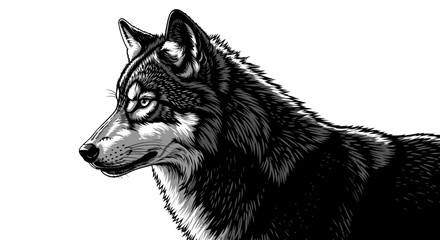 Detailed illustration of a husky dog. © Safira