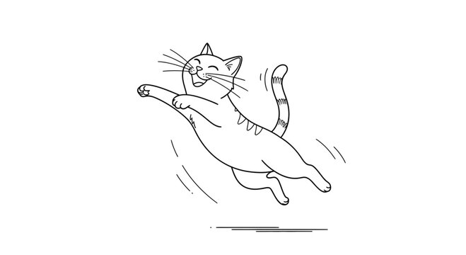 Jumping Cat in Mid Air Motion.