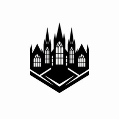 Obraz premium Gothic Architecture Silhouette Icon on White Background