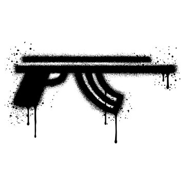 Kalashnikov AK shorty in graffiti style with black spray paint.