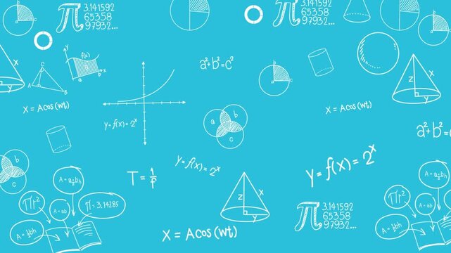 Blue Educational Mathematical Doodles Background Science Learning Animation