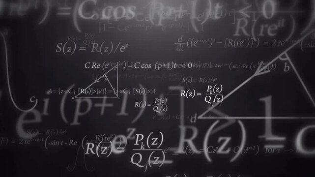 Abstract Mathematical Formulas on Chalkboard Background Scientific Equations Physics and Algebra Animation