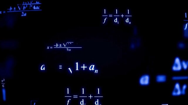 Glowing Mathematical Formula Equation Blue Neon Science Technology Background Animation