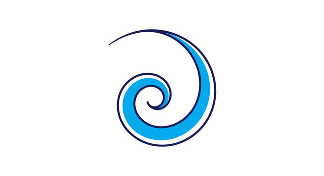 A blue swirl design on white background.