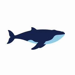 Fototapeta premium Silhouette of a Stylized Ocean Sunfish Swimming in Deep Blue Water Illustration