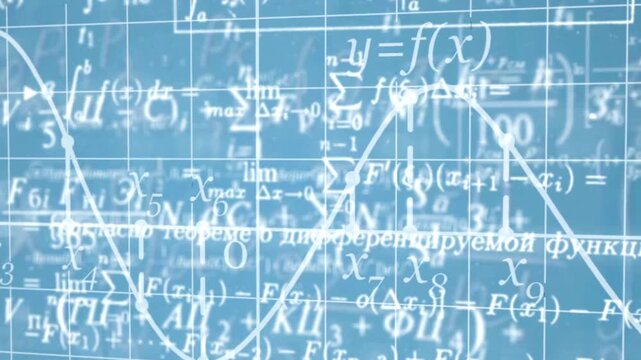 White Mathematical Equations Overlay Science Physics Algebra Background Animation