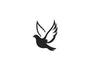 Fototapeta premium A black silhouette of a bird in flight