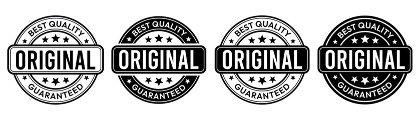 Fototapeta na wymiar Original icon set. Original logo, label, badge, symbol, banner, stamp, circle, line, red, black, flat vector illustration isolated on white background. Original label for product packaging design.