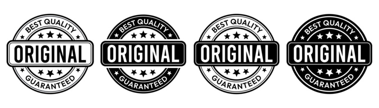 Original icon set. Original logo, label, badge, symbol, banner, stamp, circle, line, red, black, flat vector illustration isolated on white background. Original label for product packaging design.