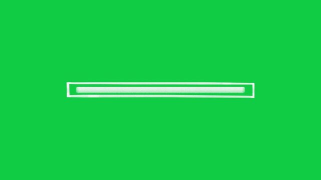 White Chalk Dusted Stream Overlay Loading Bar with Rounded Powdery Fill Sliding Across Track, Looping Animation on Green Screen