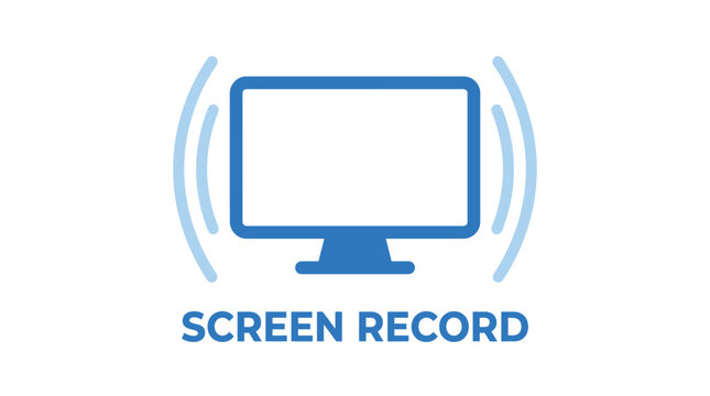 Vector graphic illustration of Blue screen record icon with sound waves Vector