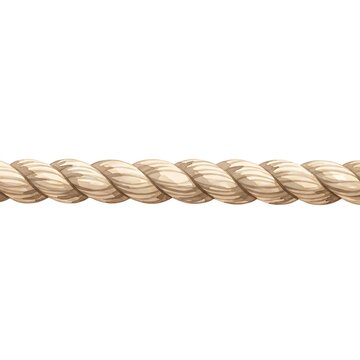 Twisted Beige Rope Extending Horizontally on Clean White Background