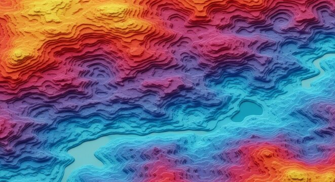 Intricate topographical lines and weathered paths replace natural features on a textured landscape profile representing a lifelong journey, path, mountains, valleys
