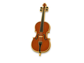 Fototapeta premium Golden violin pin with intricate detailing on white background