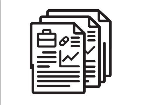 File document set with UI text icons, checkmark and pencil symbols for professional workflow management