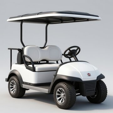 Electric Golf Cart with Canopy on White Background
