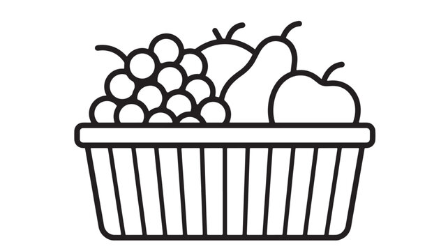 Laundry basket icon with folded clothes and small balls, simple line art style for laundry care concepts