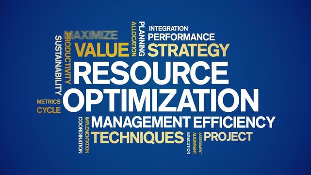 Resource Optimization animated word cloud-text design animation tag kinetic typography seamless loop.