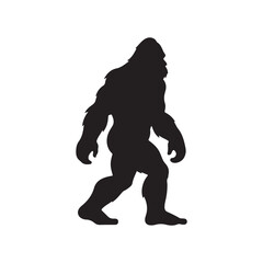 Fototapeta premium A black silhouette of a bigfoot Yeti vector