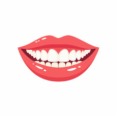 Fototapeta premium Smiling Mouth with White Teeth and Red Lips
