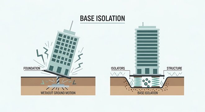 Educational Illustration Base Isolation Structure Building