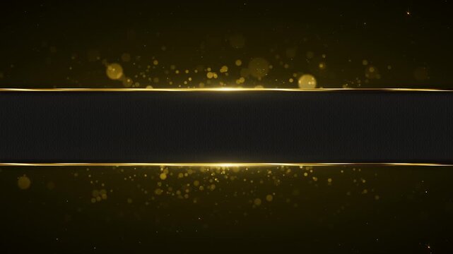 Luxury Black Horizontal Banner with Glowing Gold Borders and Bokeh Particles Awards Trailer Titles Cinematic Openers Intro Background Loop