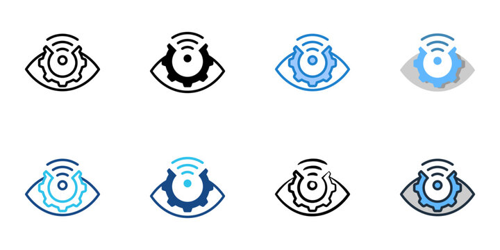 Network scanner icons set multiple style collection. Editable stroke 
