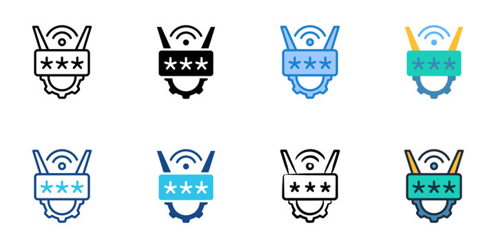 IP configuration icons set multiple style collection. Editable stroke 
