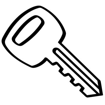 car key auto blade vehicle ignition door lock doodle outline