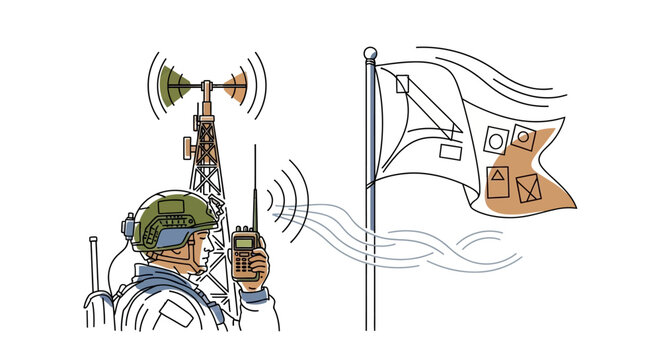 Communication Tower With Radio Antenna.