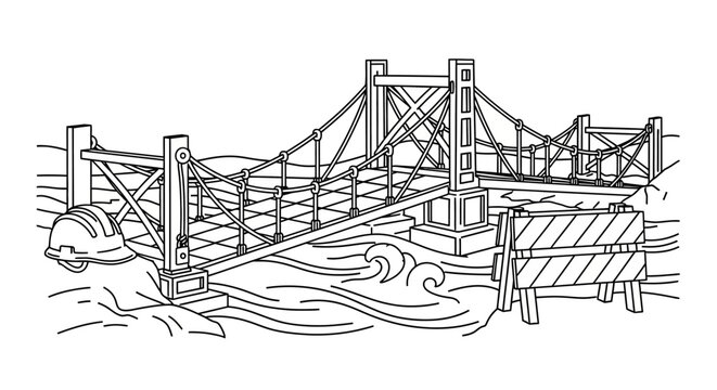 Detailed drawing of a bridge.