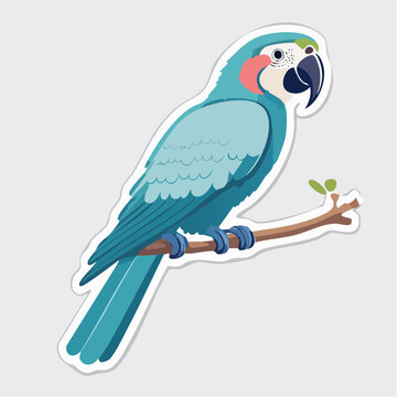 Illustration of a Blue Macaw Parrot Perched on a Branch