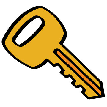 car key auto blade vehicle ignition door lock doodle color filled line