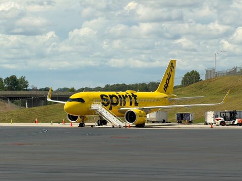 Spirit airlines airplane at airport