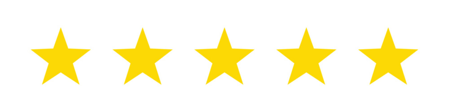 Five stars customer rating review flat icon for apps and websites, feedback quality vector illustration