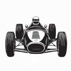Fototapeta premium Vintage Formula One Racing Car with Driver Vector Illustration