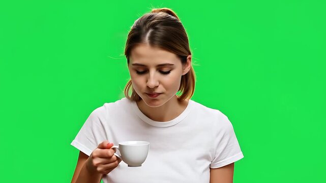 Woman Relaxing with Warm Drink Cartoon