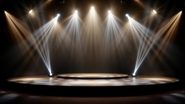 Stage spotlight light beam glow theater performance concert show dramatic illumination background empty podium venue interior glow event exhibition
