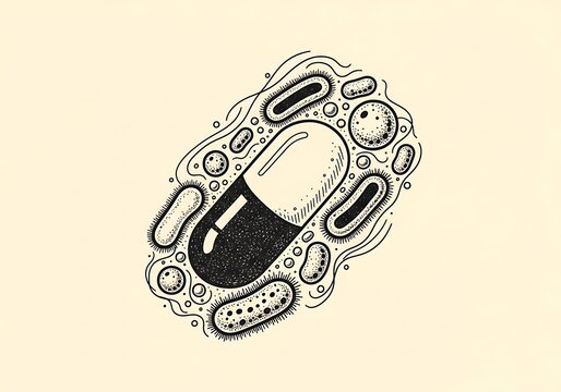 Abstract Microbial Capsule Doodle Zentangle