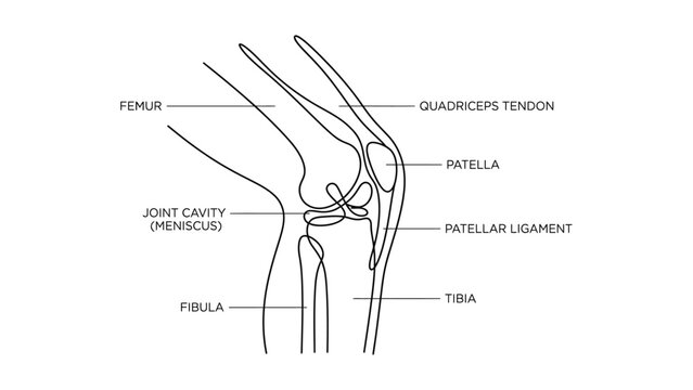Anatomical diagram of the human knee joint.