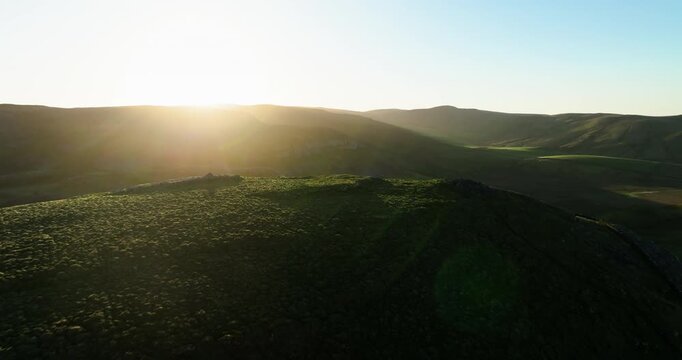 Aerial shot of Attermire scar in Yorkshire Dale