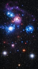 Obraz premium Colorful Star Field and Glowing Nebula Clouds Shining in Deep Space